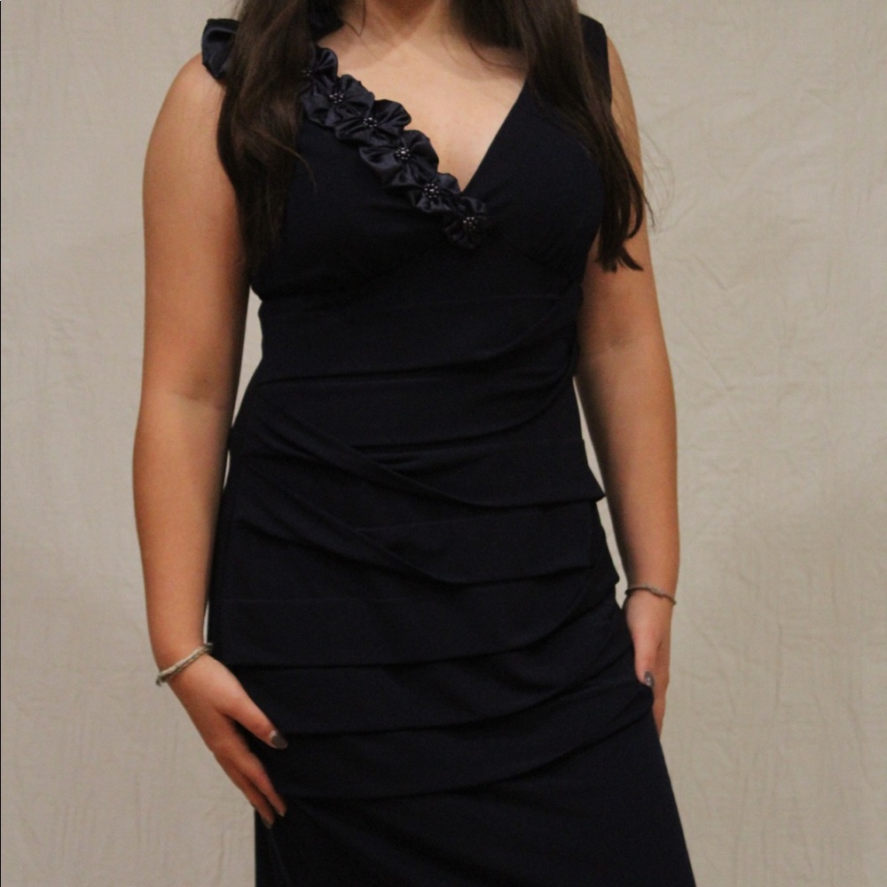 Connected apparel dark blue dress size 10